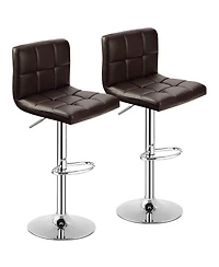 Sugift Set of 2 Square Swivel Adjustable Bar Stools with Back and Footrest