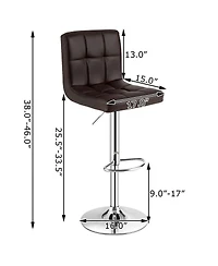 Sugift Set of 2 Square Swivel Adjustable Bar Stools with Back and Footrest