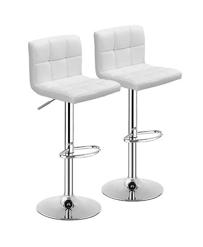 Sugift Set of 2 Square Swivel Adjustable Bar Stools with Back and Footrest