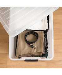 Iris 45 Quart Buckle Up Storage Box, 4 Pack, Pearl