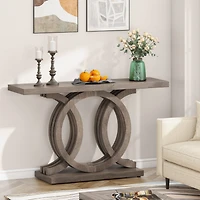 Tribesigns 55 inches Console Table with Geometric Base, Farmhouse Hallway Table, Wooden Entryway Vintage Sofa Unique Long Accent
