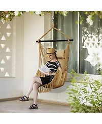 Sugift Hanging Rope Swing Chair with Soft Pillow and Cushions