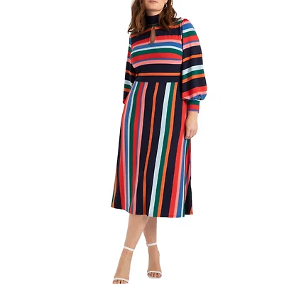 Eloquii Plus A-Line Dress With Puff Sleeves