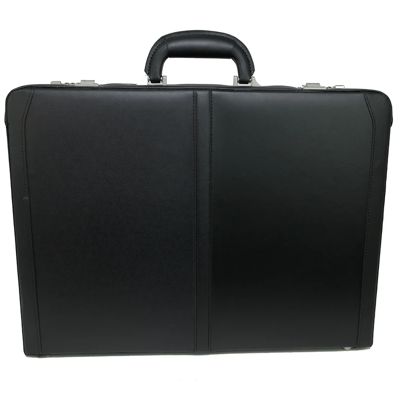 Alpine Swiss Mens Briefcase Expandable Genuine Leather Attache Briefcase For Men Dual Combination Lock Business Case