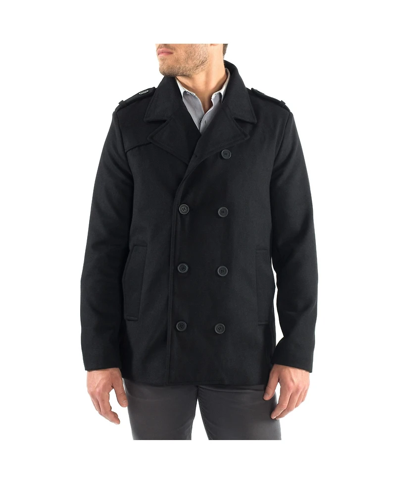 Alpine Swiss Jake Mens Pea Coat Wool Blend Double Breasted Dress Jacket Peacoat