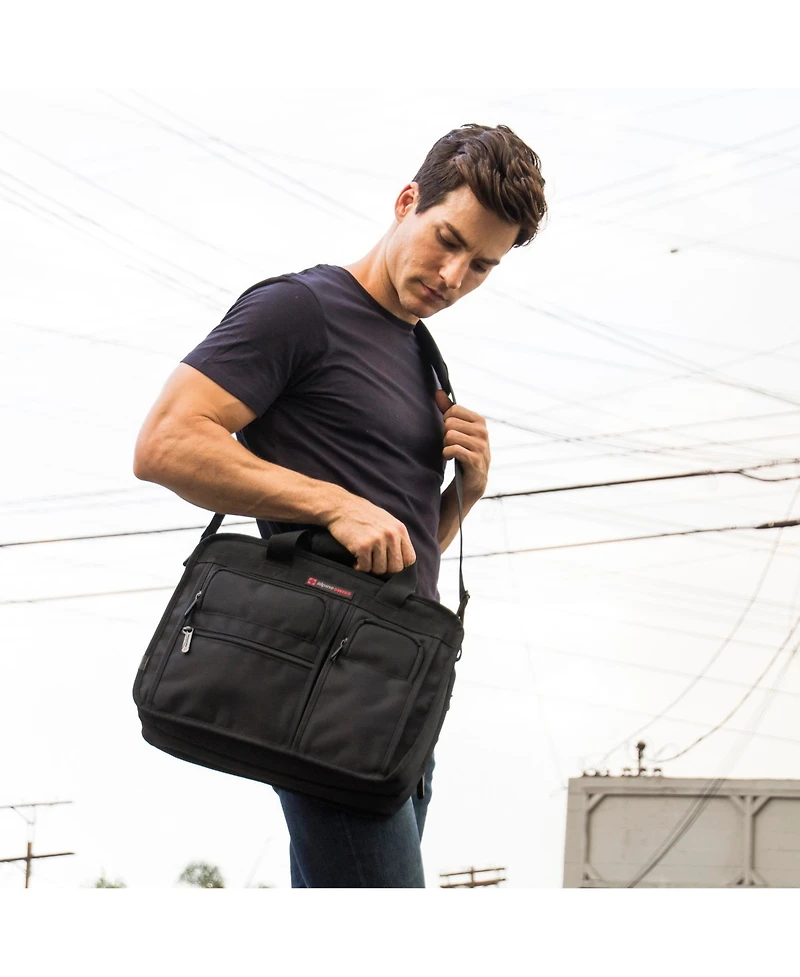 Alpine Swiss Conrad Messenger Bag 15.6 Inch Laptop Briefcase with Tablet Sleeve