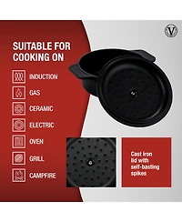 Victoria 2-Quart Cast Iron Preseasoned Dutch Oven with Lid and Dual Handles