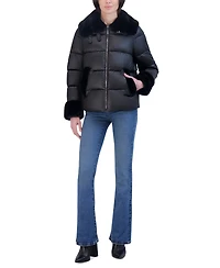 Laundry by Shelli Segal Women's Shine Faux-Fur-Trim Puffer Coat