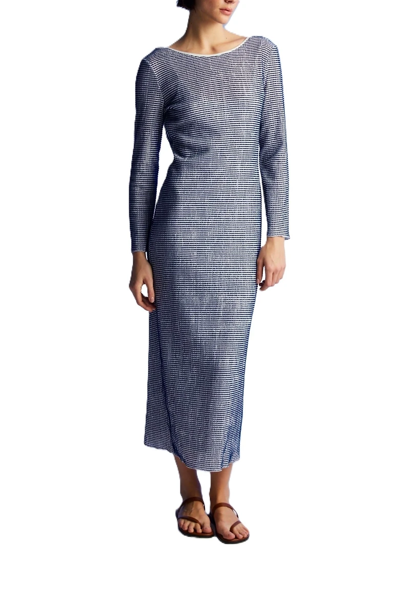 Nocturne Women's Striped Dress with Low Back