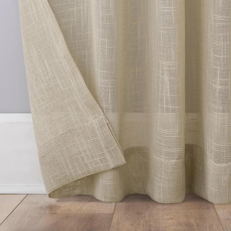 Ceri Linen Texture Jute Tabs Semi-Sheer Tab Top Curtain Panel