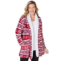 Dreams & Co. Plus Sherpa Lined Collar Microfleece Bed Jacket