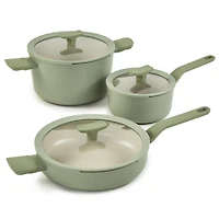 BergHOFF Balance 6Pc Non-stick Ceramic Cookware Set With Glass Lid, Recycled Aluminum
