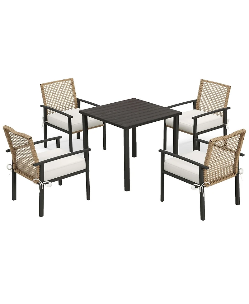 Outsunny Outdoor Patio Dining Set, Chairs & Table, Beige