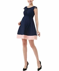 kimi + kai Maternity Nell Lace Trimmed Colorblock Dress