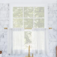 Slub Textured Linen Blend Cafe Curtain Pair