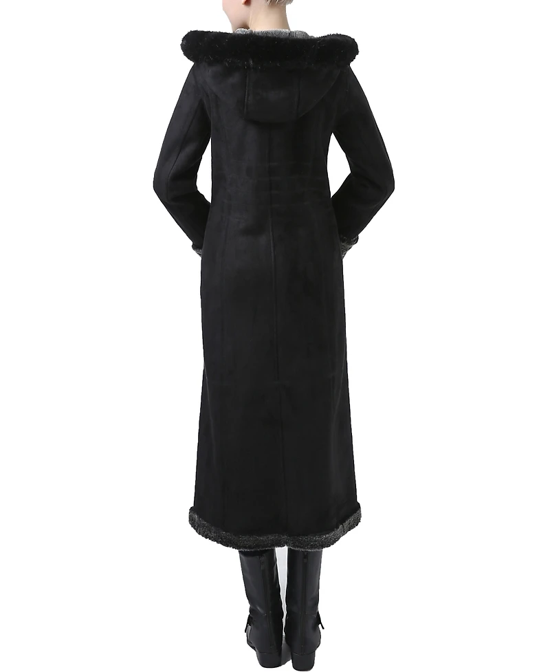 Bgsd Women's Gianna Hooded Faux Shearling Long Coat