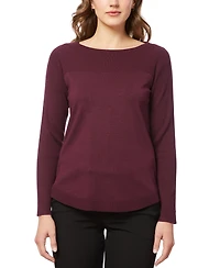Melissa Paige Women's Petite Boat Neck Long-Sleeve Sweater