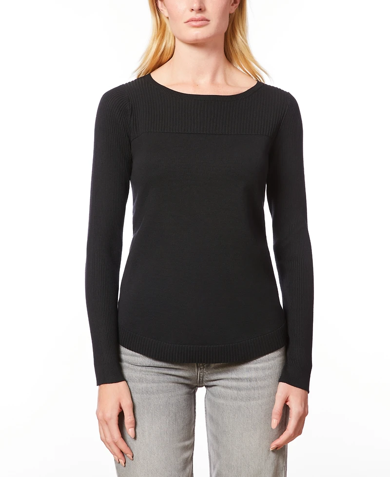 Melissa Paige Women's Petite Boat Neck Long-Sleeve Sweater