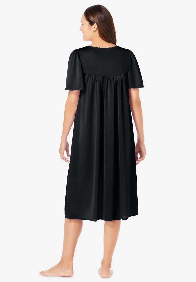 Only Necessities Women's Short Silky Lace-Trim Gown