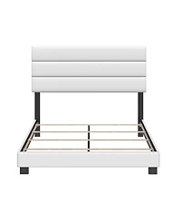 Napoli Leather Upholstered Platform Bed Frame with Tri-Panel Adjustable Headboard - Boyd Sleep