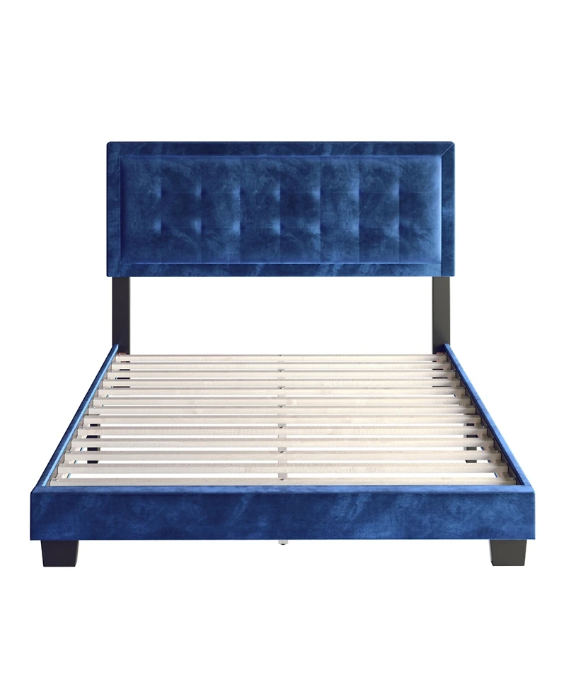 Pisa Velvet Upholstered Platform Bed Frame with Adjustable Headboard - Boyd Sleep