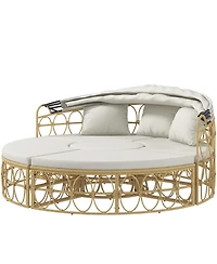 Outsunny Patio Furniture Set w/ Cushions, Outdoor Daybed w/ Canopy,