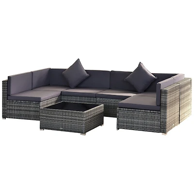 Outsunny 7-Piece Outdoor Patio Furniture Set w/ Rat Wicker,