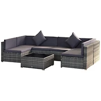 Outsunny 7-Piece Outdoor Patio Furniture Set w/ Rat Wicker,