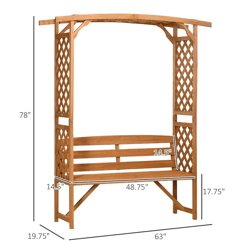 Outsunny Patio Garden Bench for 2 Person for Vines/Climbing Plant, Brown