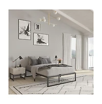 Merrick Lane Varallo 14 Inch Steel Bed Frame With Steel Slat Support For Any Mattress (No Box Spring Required