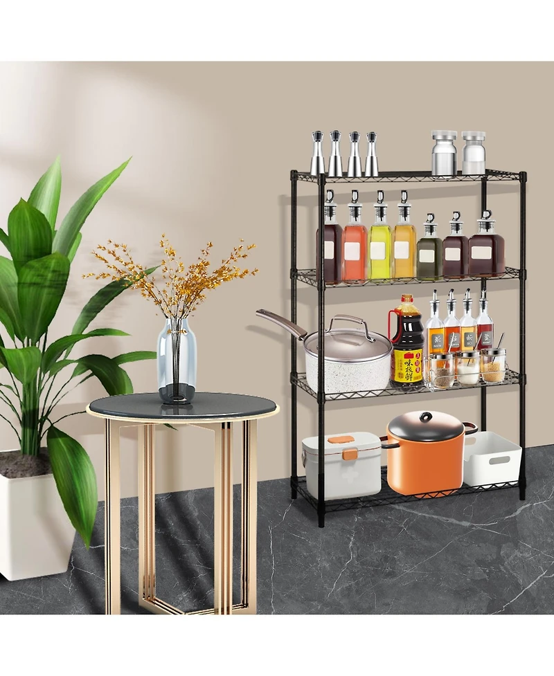 Sugift 4-Tier Steel Kitchen Storage Shelf Storage Pantry Organizer in Black