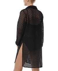Carmen Marc Valvo Women's Crochet Tunic Swim Cover-Up