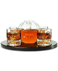 The Wine Savant Basketball Decanter & Glass Set with Tray