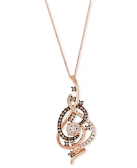 Le Vian Crazy Collection Chocolate Diamond & Nude Swirl Adjustable 20" Pendant Necklace (1-1/2 ct. t.w.) 14k Rose Gold