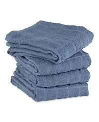 Design Imports Basic Terry Collection Windowpane Dishtowel Set, 16x26", Stonewash Solid, 4 Piece