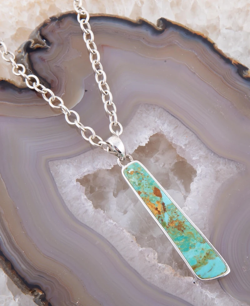 Barse Horned Genuine Turquoise Abstract Pendant Necklace