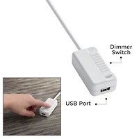 Tesler White Finish Cfl-led Plug-In Table Top Dimmer with Usb Port - Tesler