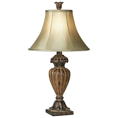 Regency Hill Traditional Table Lamp Urn 25.5" High Two Tone Bronze Off White Bell Shade for Living Room Family Bedroom Bedside Nightstand