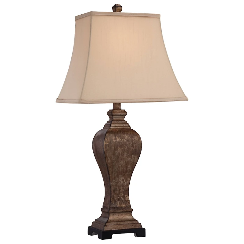 Regency Hill Edgar Traditional Table Lamp 29" Tall Bronze with Table Top Dimmer Geneva Taupe Rectangular Shade for Bedroom Living Room Bedside Of