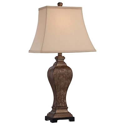 Regency Hill Edgar Traditional Table Lamp 29" Tall Bronze with Table Top Dimmer Geneva Taupe Rectangular Shade for Bedroom Living Room Bedside Of