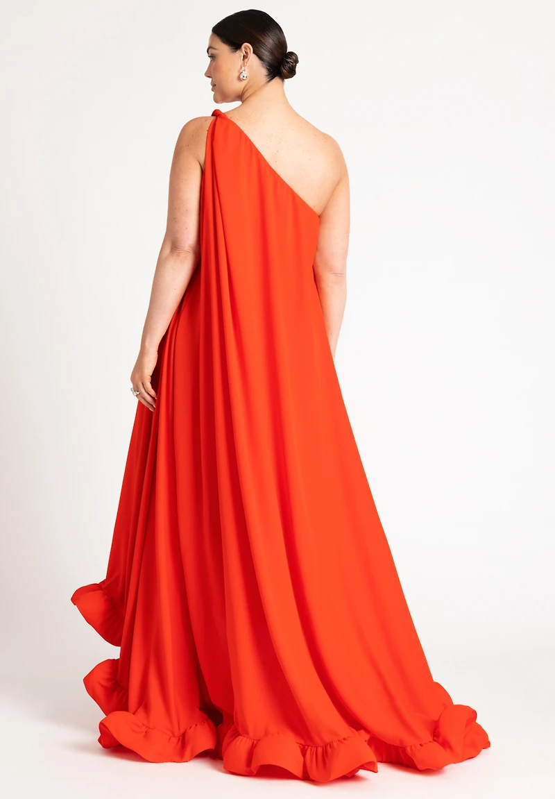 Eloquii Women's Plus Dramatic Ruffle Gown