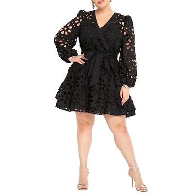 Eloquii Plus Tiered Eyelet Mini Dress