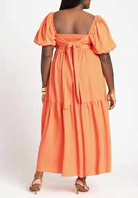 Eloquii Women's Puff Sleeve Tiered Dress