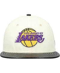 New Era Men's White/Black Los Angeles Lakers Faux Leather - Polyurethane Visor Two-Tone 59FIFTY Fitted Hat