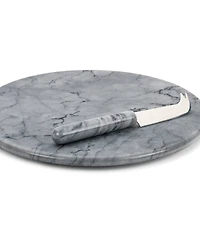 Rsvp International Grey Marble 10" Diameter Cheese Board Knife Set