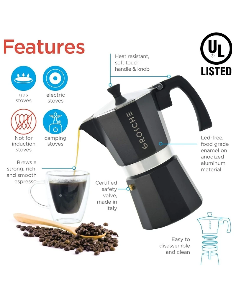 Grosche Milano Expresso Elegance: Moka Pot Espresso Cup set