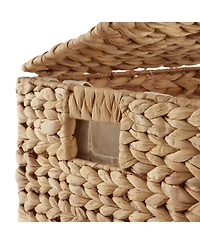 Casafield 2-Section Laundry Hamper with Lid and Removable Liner Bags - Natural, Woven Water Hyacinth Laundry Basket for Clothes