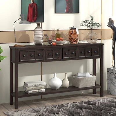 Streamdale Rustic 60" Entryway Sofa Table with Drawers