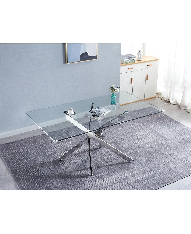 Streamdale Furniture Rectangular Tempered Glass Dining Table, Modern Dining Room Interior Design, For 6 People