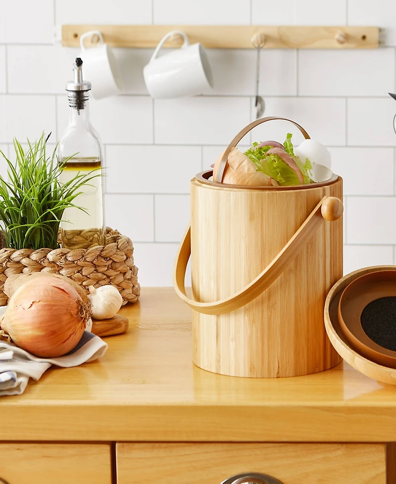 Rsvp International Endurance Wood 3.25 Quart Compost Pail Set